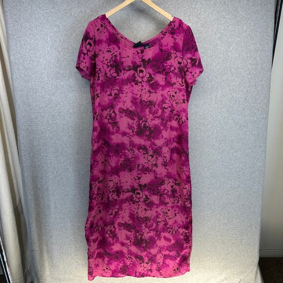 Hillard & Hanson Dress Womens Size 16 Purple 100% Polyester Short Sleeve Shift - Picture 1 of 8